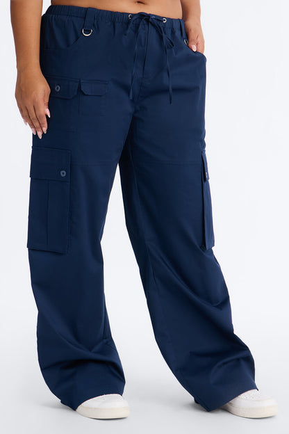 Calça Feminina Pantalona Cargo Azul – Doce Malícia
