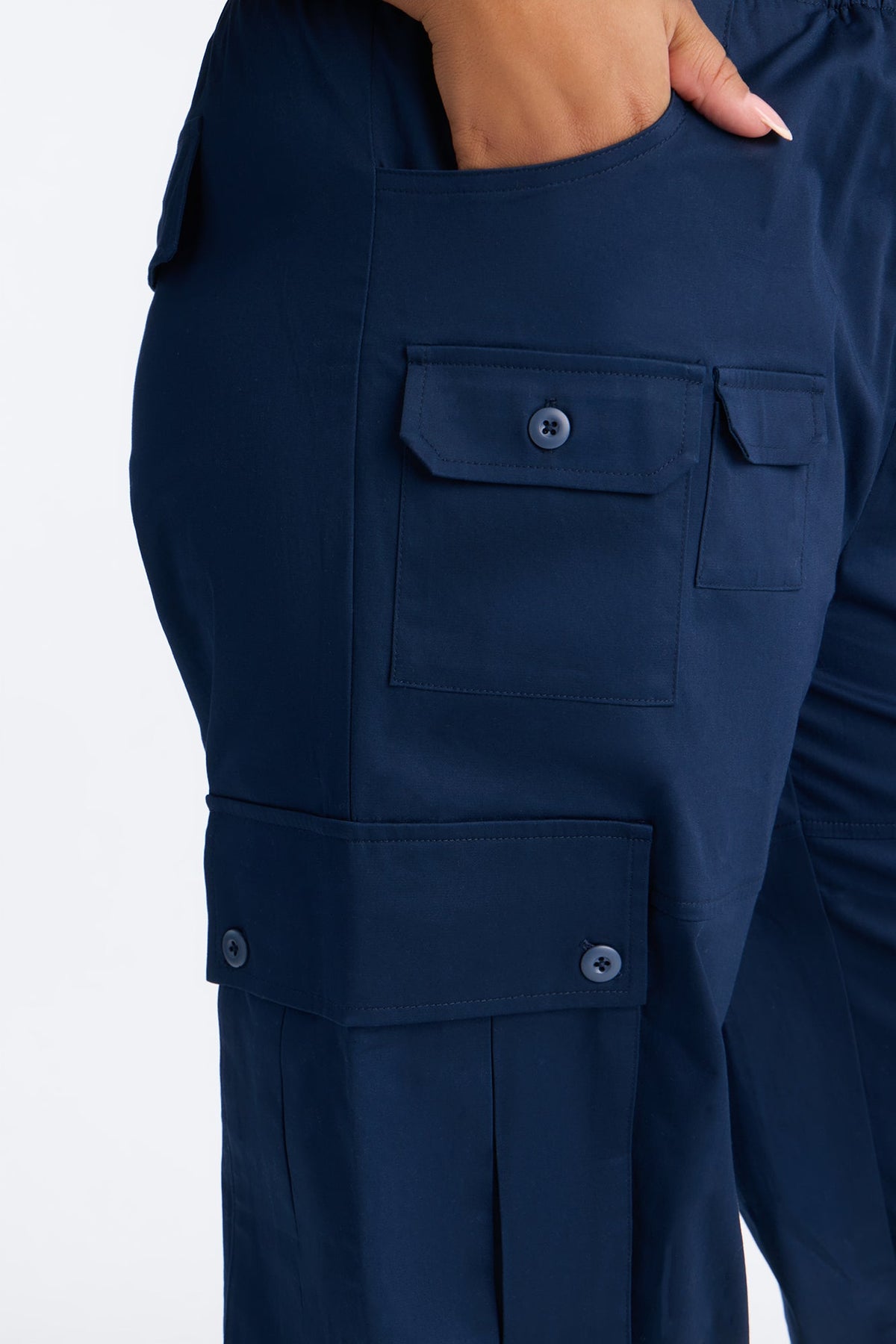Calça Feminina Pantalona Cargo Azul – Doce Malícia