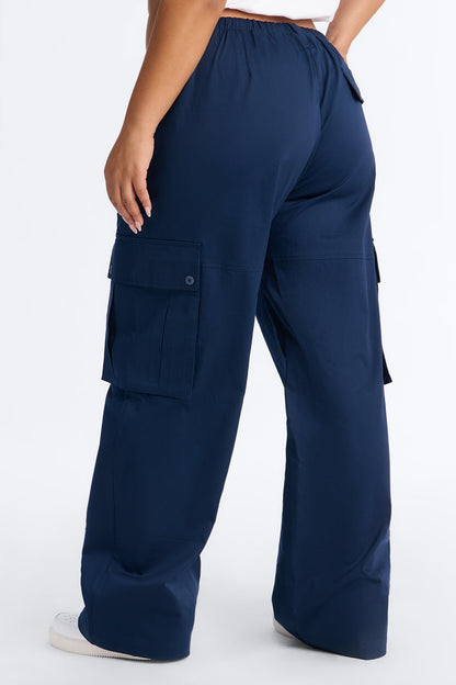 Calça Feminina Pantalona Cargo Azul – Doce Malícia