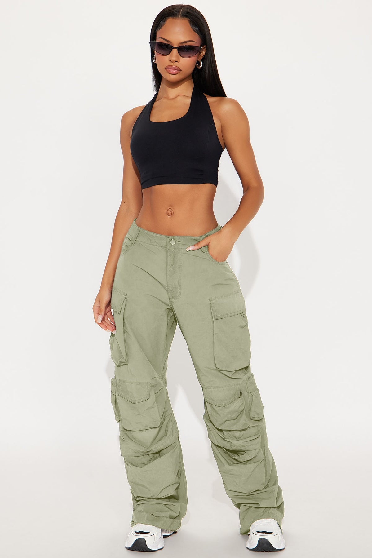 Calça Feminina Pantalona Cargo Soltinho Bege – Doce Malícia