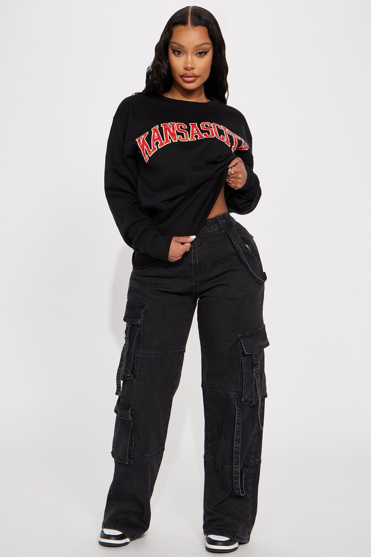 Calça Feminina Pantalona Cargo Soltinho Preto – Doce Malícia