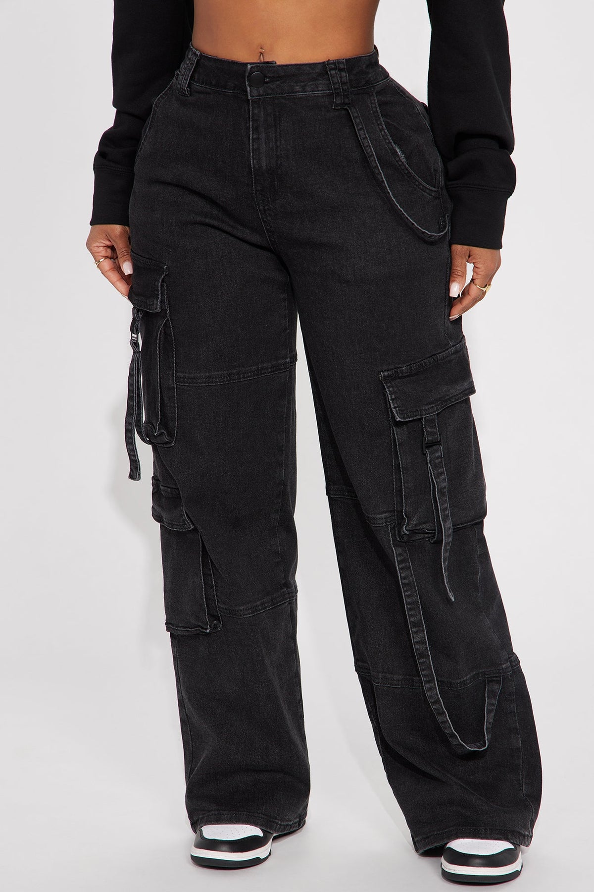 Calça Feminina Pantalona Cargo Soltinho Preto – Doce Malícia
