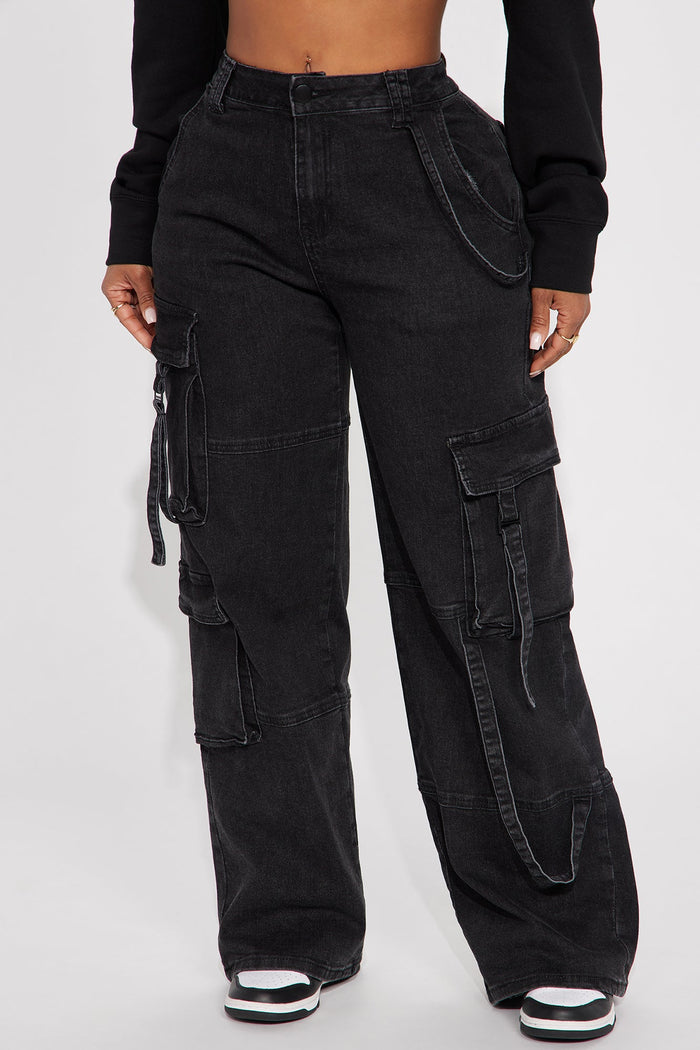 Calça Feminina Pantalona Cargo Soltinho Preto – Doce Malícia — Doce Malícia