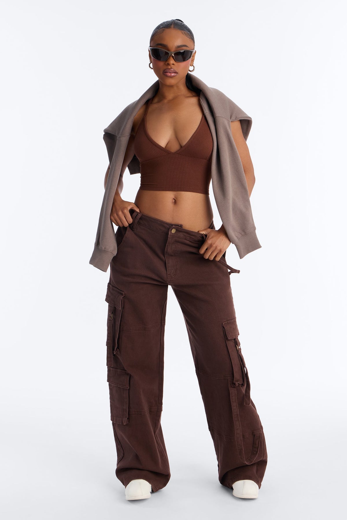 Calça Feminina Pantalona Cargo Soltinho Preto – Doce Malícia