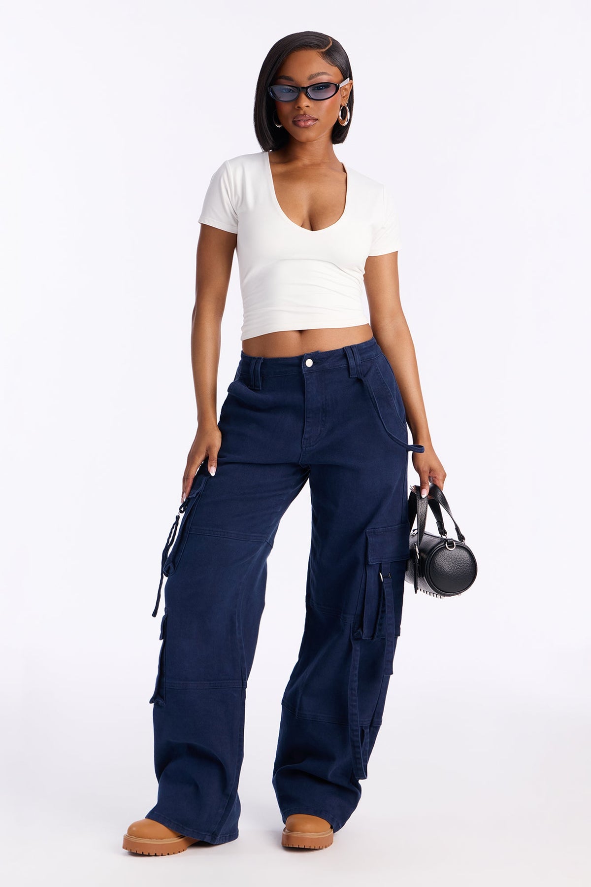 Calça Feminina Pantalona Cargo Soltinho Preto – Doce Malícia