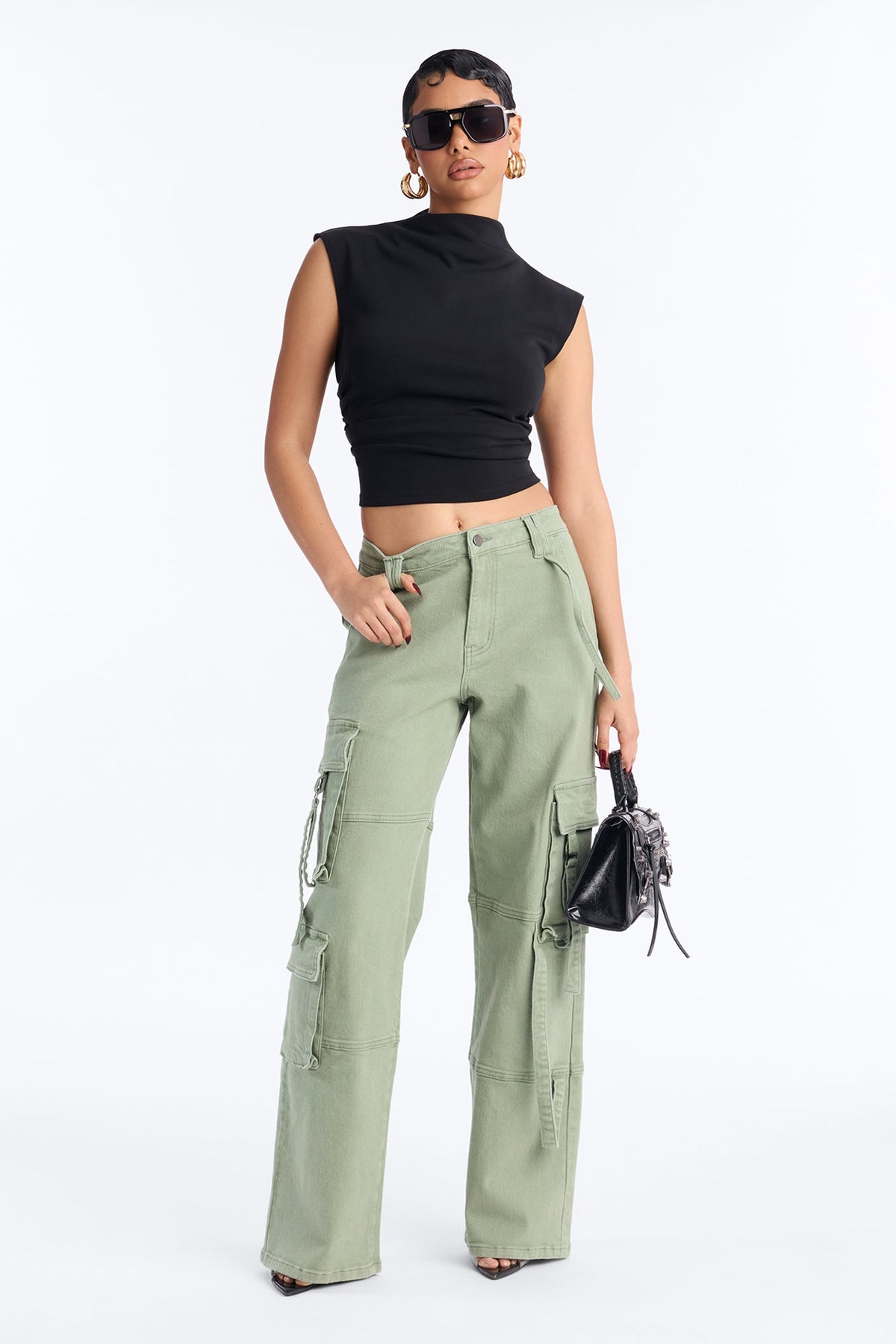 Calça Feminina Pantalona Cargo Soltinho Preto – Doce Malícia
