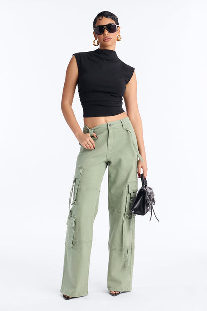 Calça Feminina Pantalona Cargo Soltinho Preto – Doce Malícia