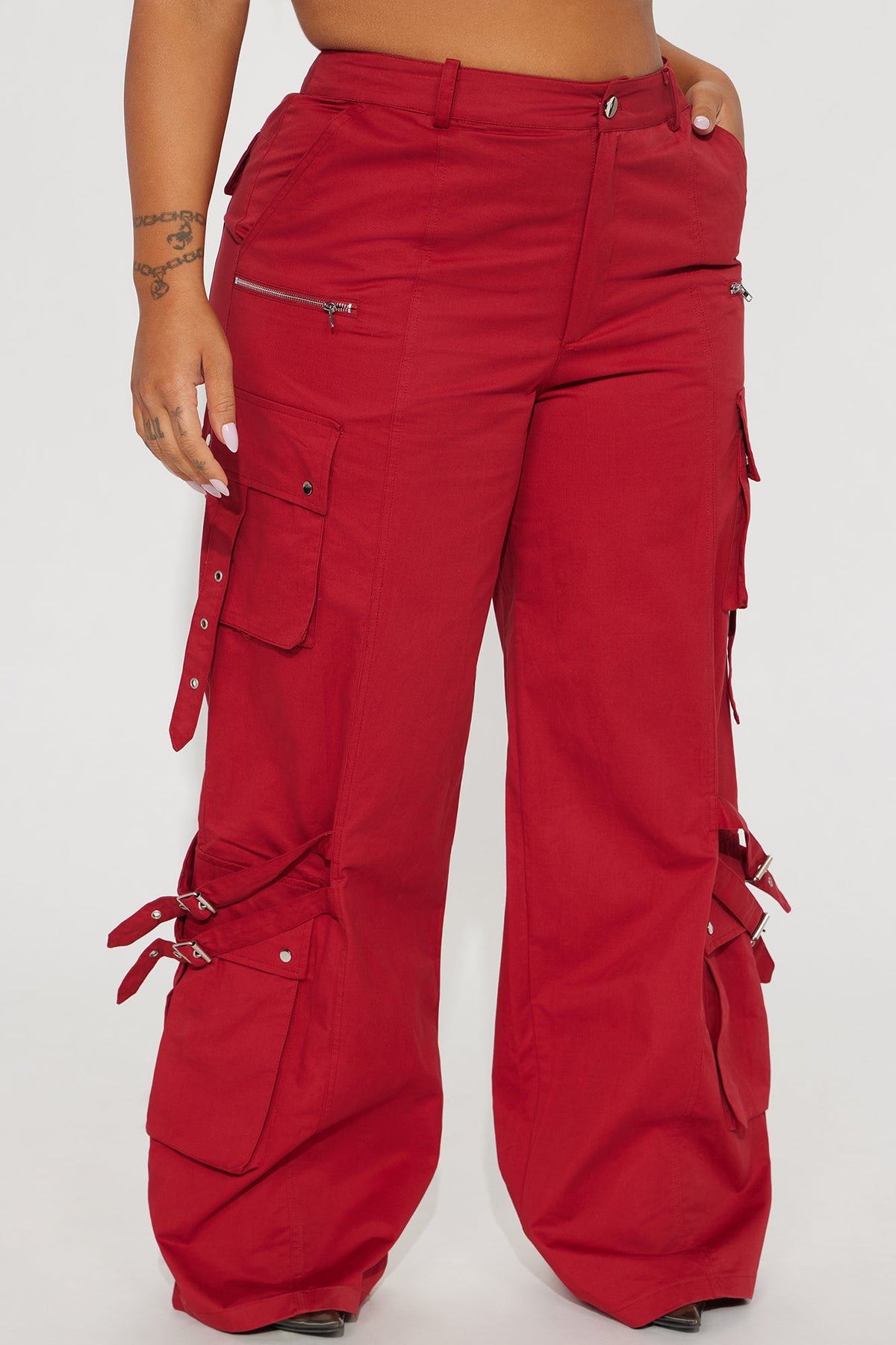 Calça Feminina Pantalona Cargo Vermelho – Doce Malícia