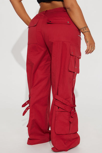 Calça Feminina Pantalona Cargo Vermelho – Doce Malícia