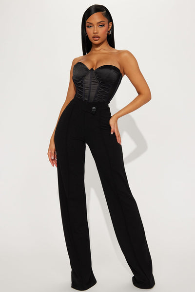 Calça Feminina Pantalona Cintura Alta Preto – Doce Malícia