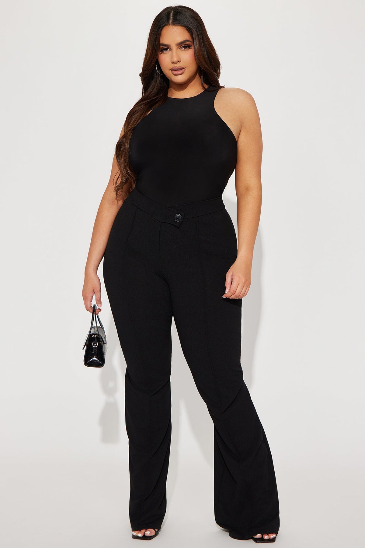 Calça Feminina Pantalona Cintura Alta Preto – Doce Malícia