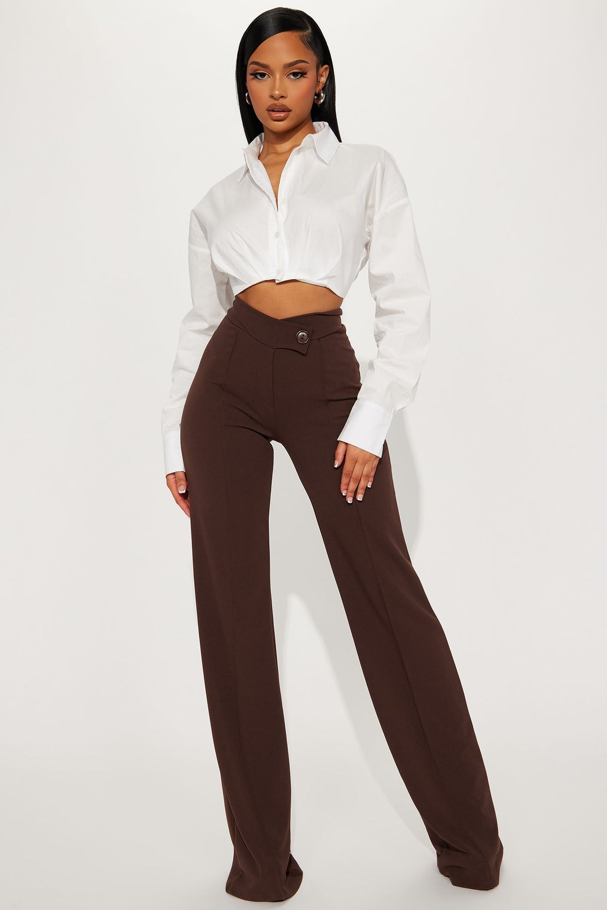 Calça Feminina Pantalona Cintura Alta Preto – Doce Malícia
