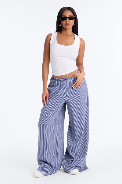 Calça Feminina Pantalona Listrado Marrom – Doce Malícia