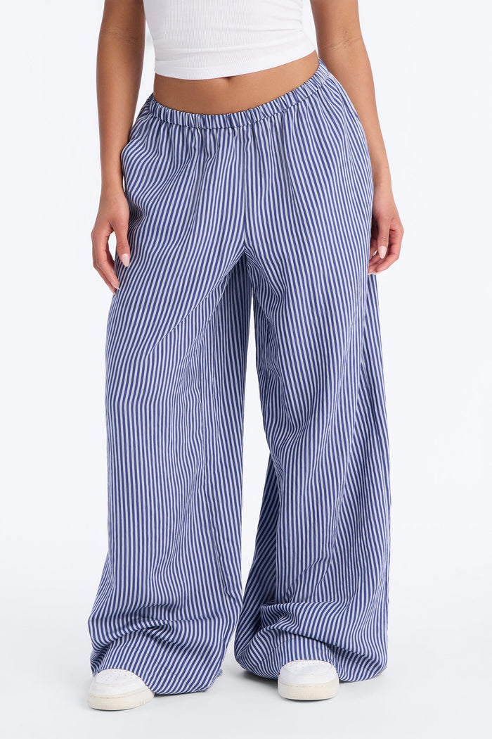 Calça Feminina Pantalona Listrado Marrom – Doce Malícia — Doce Malícia
