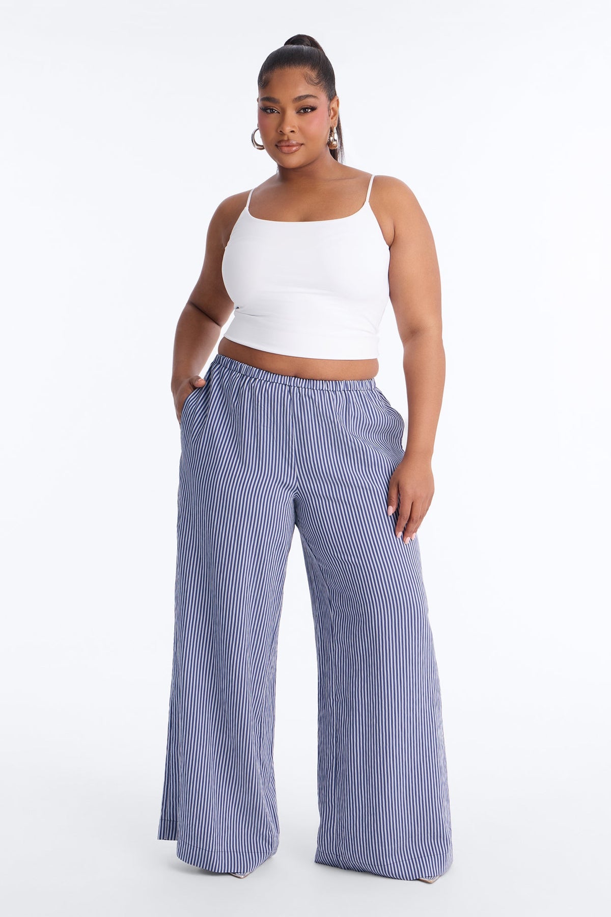 Calça Feminina Pantalona Listrado Marrom – Doce Malícia