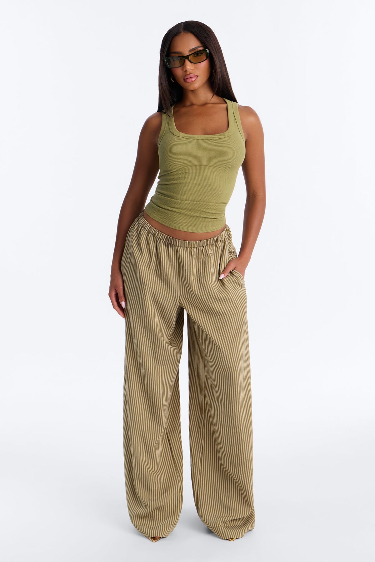 Calça Feminina Pantalona Listrado Marrom – Doce Malícia