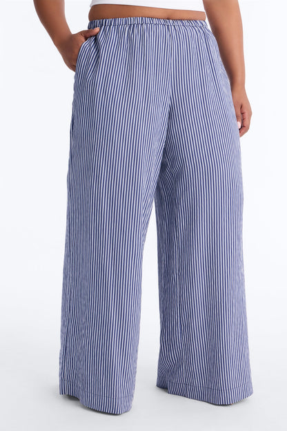 Calça Feminina Pantalona Listrado Marrom – Doce Malícia