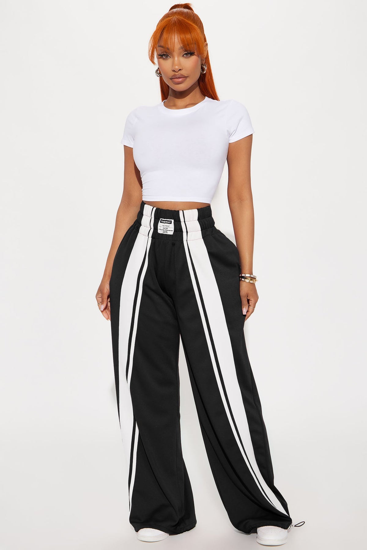 Calça Feminina Pantalona Listrado Preto – Doce Malícia