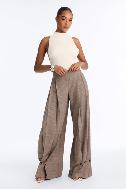 Calça Feminina Pantalona Plissado Dourado – Doce Malícia