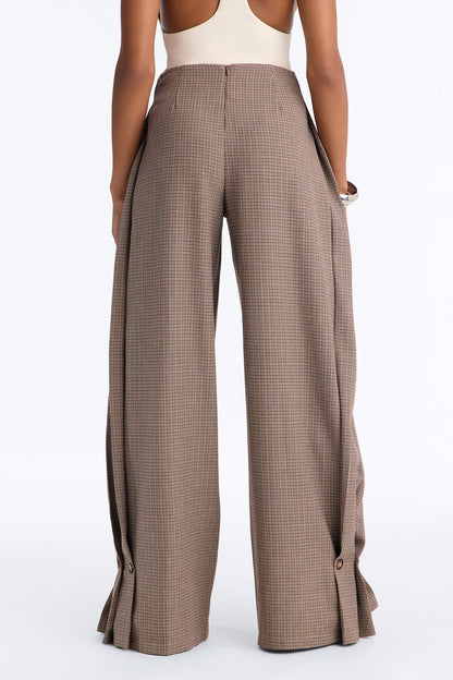 Calça Feminina Pantalona Plissado Dourado – Doce Malícia