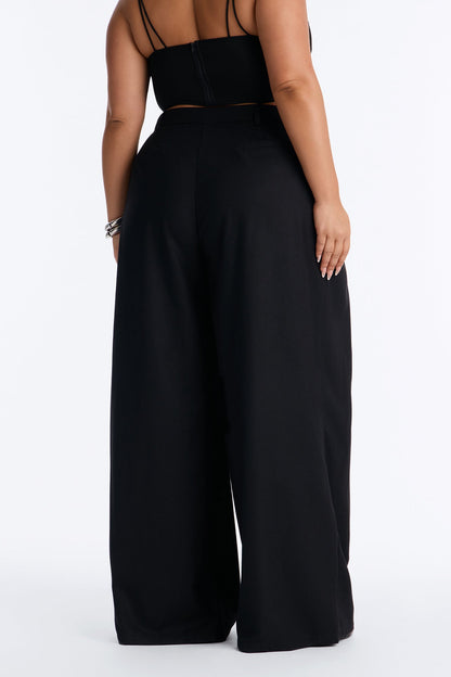 Calça Feminina Pantalona Plissado Preto – Doce Malícia