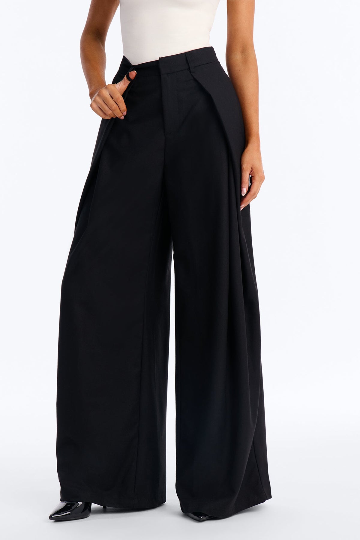 Calça Feminina Pantalona Plissado Preto – Doce Malícia