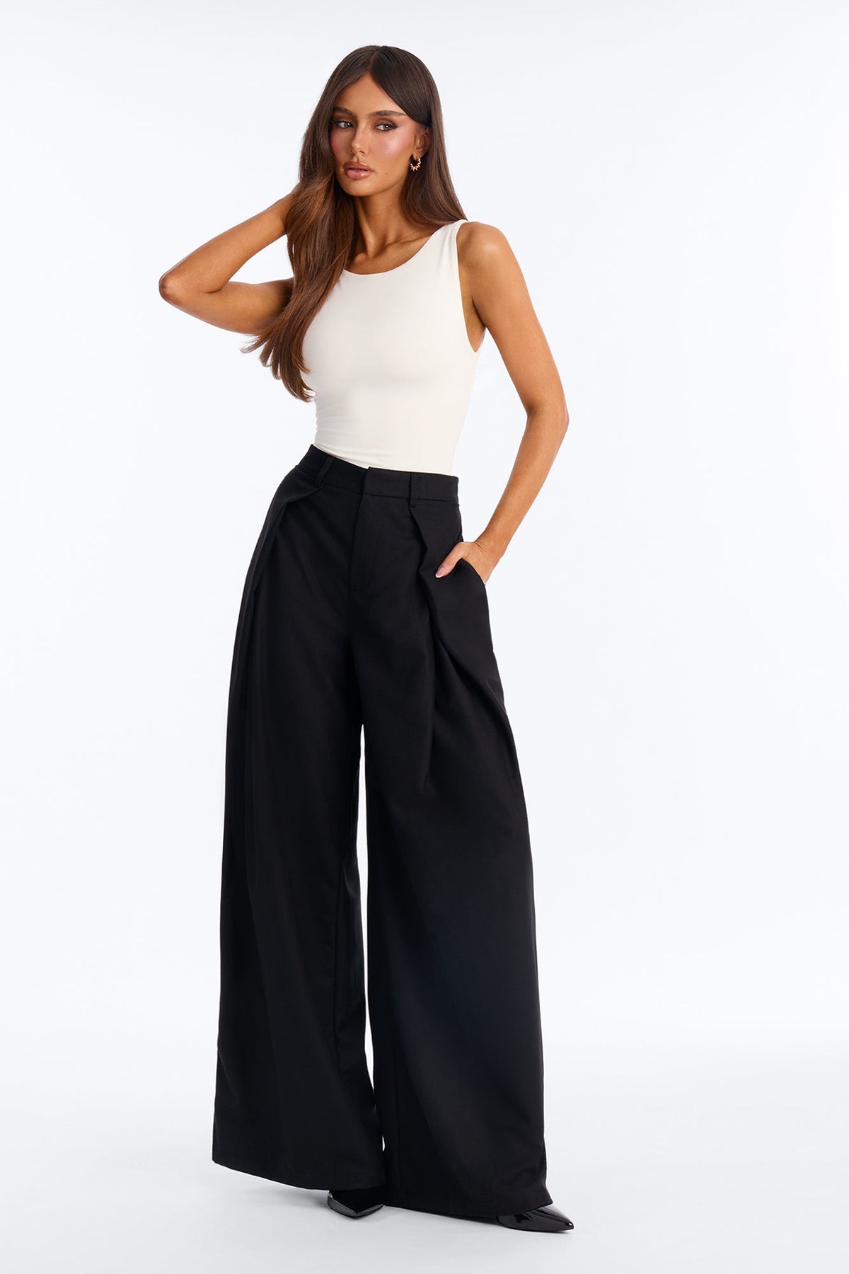 Calça Feminina Pantalona Plissado Preto – Doce Malícia