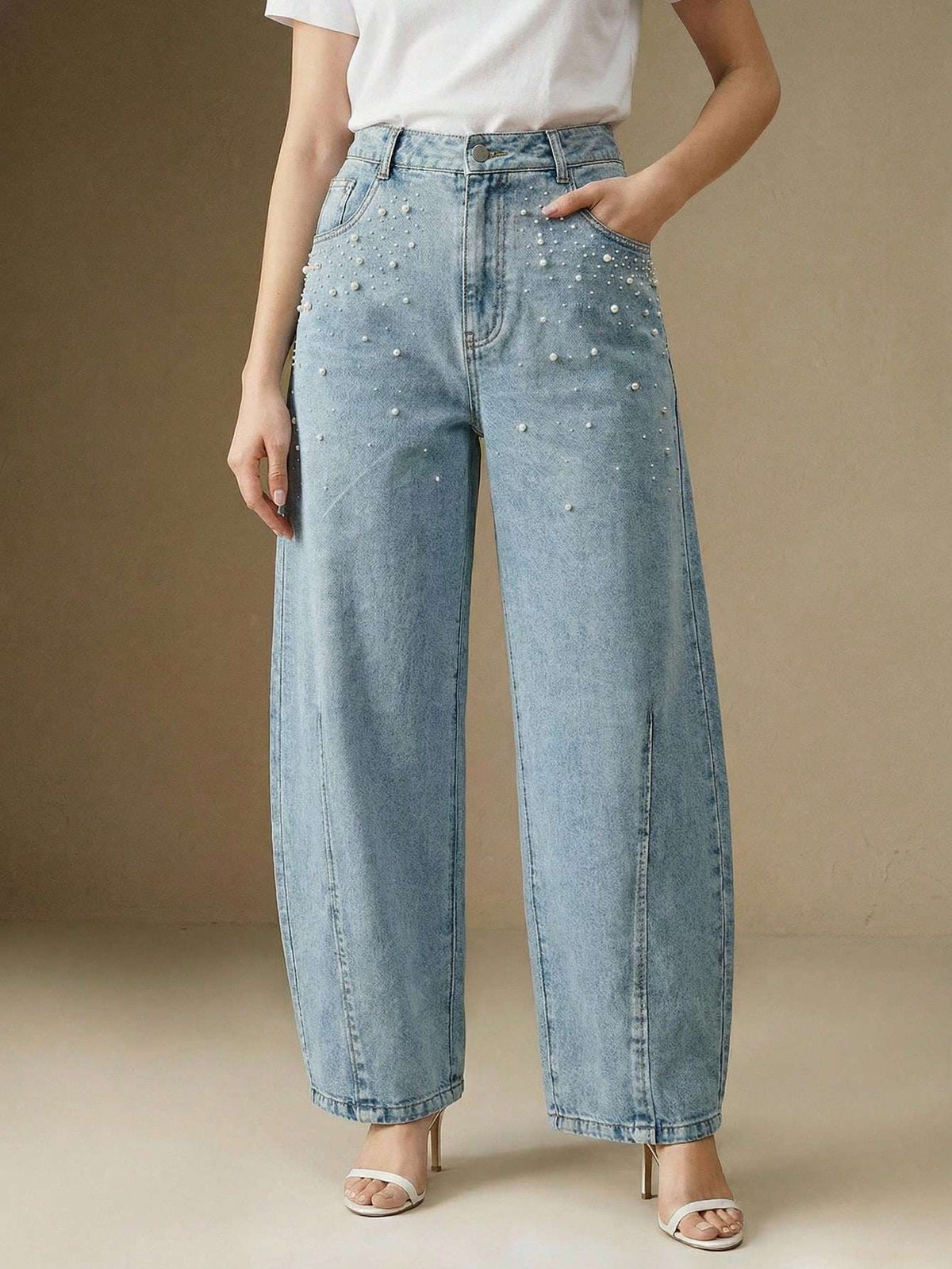 Calça Jeans Feminina Pérolas Azul Claro – Doce Malícia