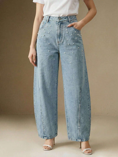 Calça Jeans Feminina Pérolas Azul Claro – Doce Malícia