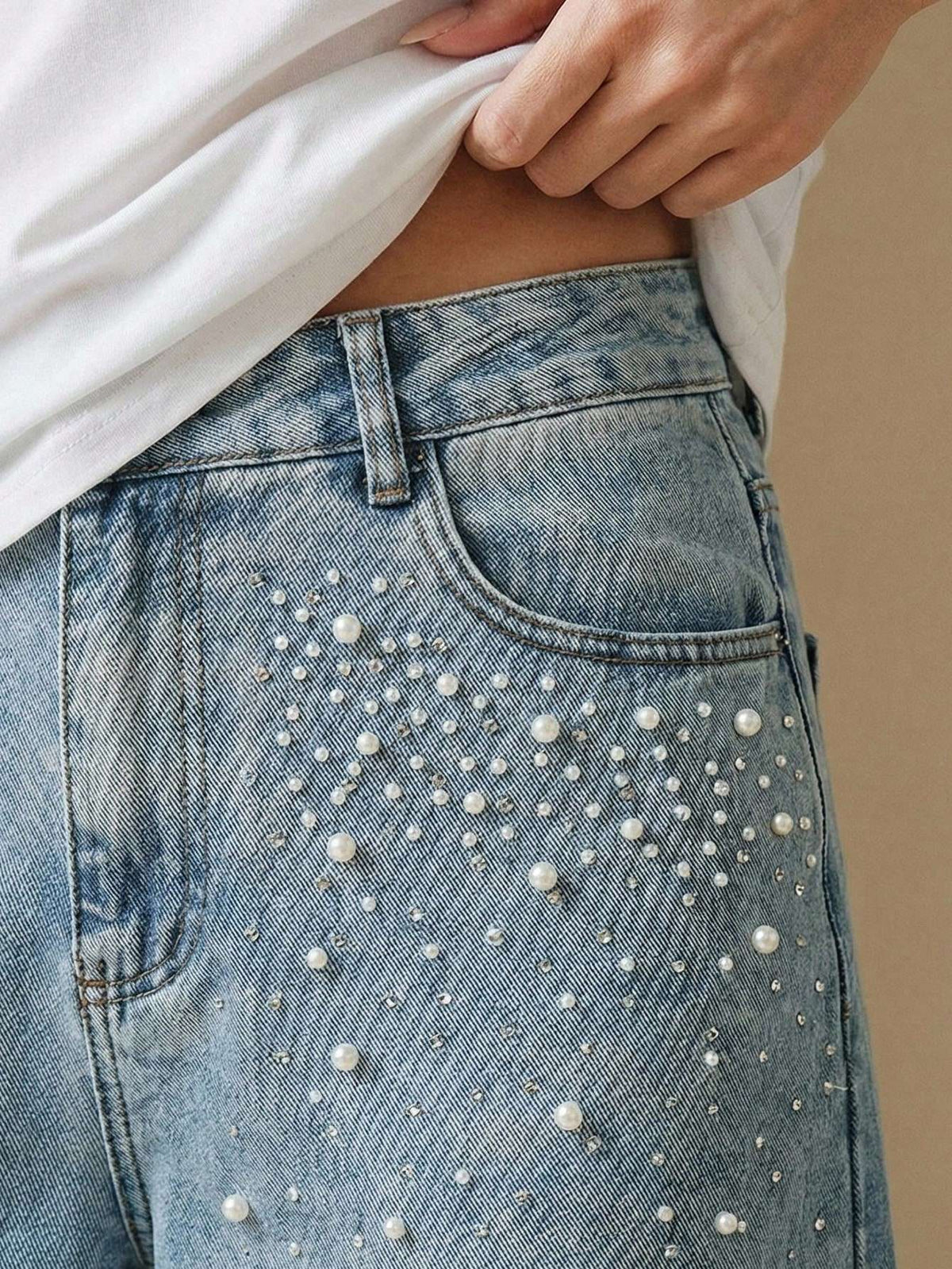 Calça Jeans Feminina Pérolas Azul Claro – Doce Malícia