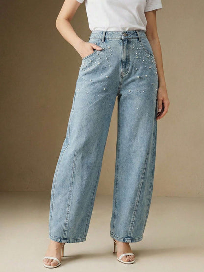 Calça Jeans Feminina Pérolas Azul Claro – Doce Malícia