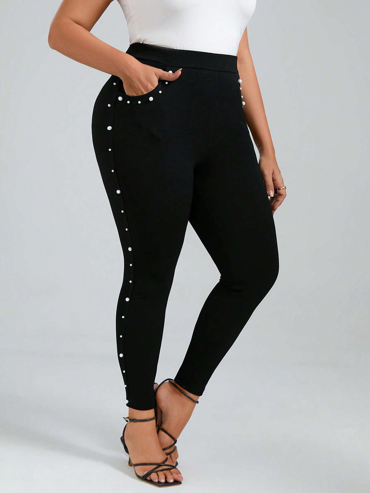 Calça Legging Feminina Pérolas Cintura Alta Preto – Doce Malícia