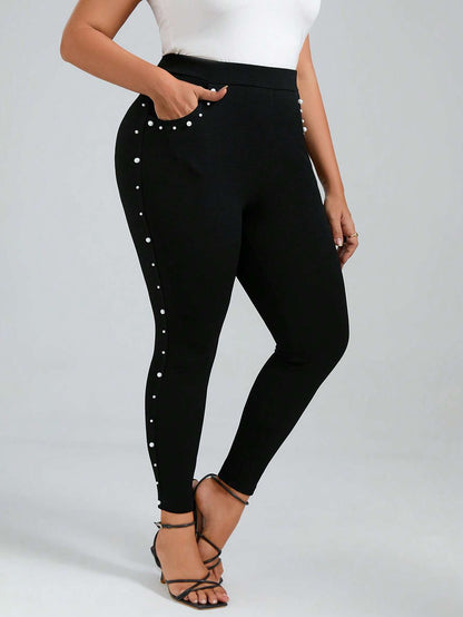 Calça Legging Feminina Pérolas Cintura Alta Preto – Doce Malícia
