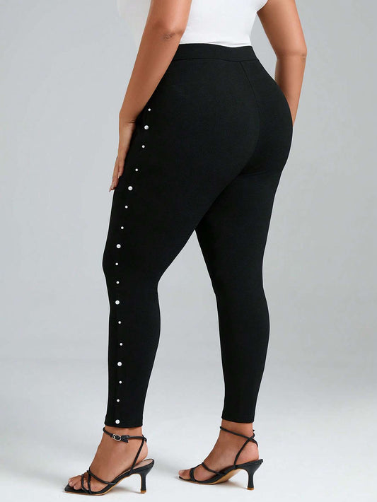 Calça Legging Feminina Pérolas Cintura Alta Preto – Doce Malícia