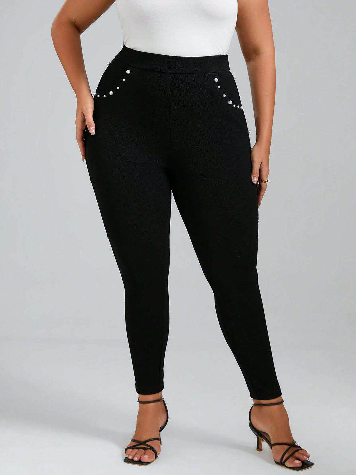 Calça Legging Feminina Pérolas Cintura Alta Preto – Doce Malícia