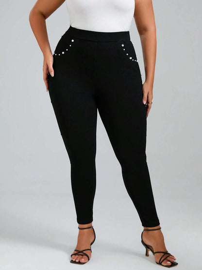 Calça Legging Feminina Pérolas Cintura Alta Preto – Doce Malícia