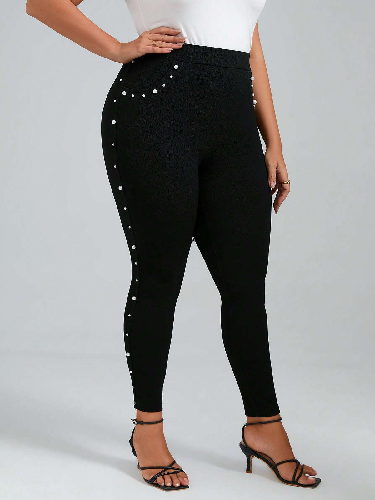 Calça Legging Feminina Pérolas Cintura Alta Preto – Doce Malícia
