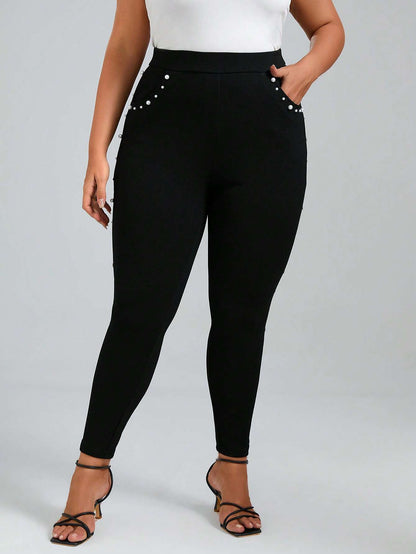 Calça Legging Feminina Pérolas Cintura Alta Preto – Doce Malícia