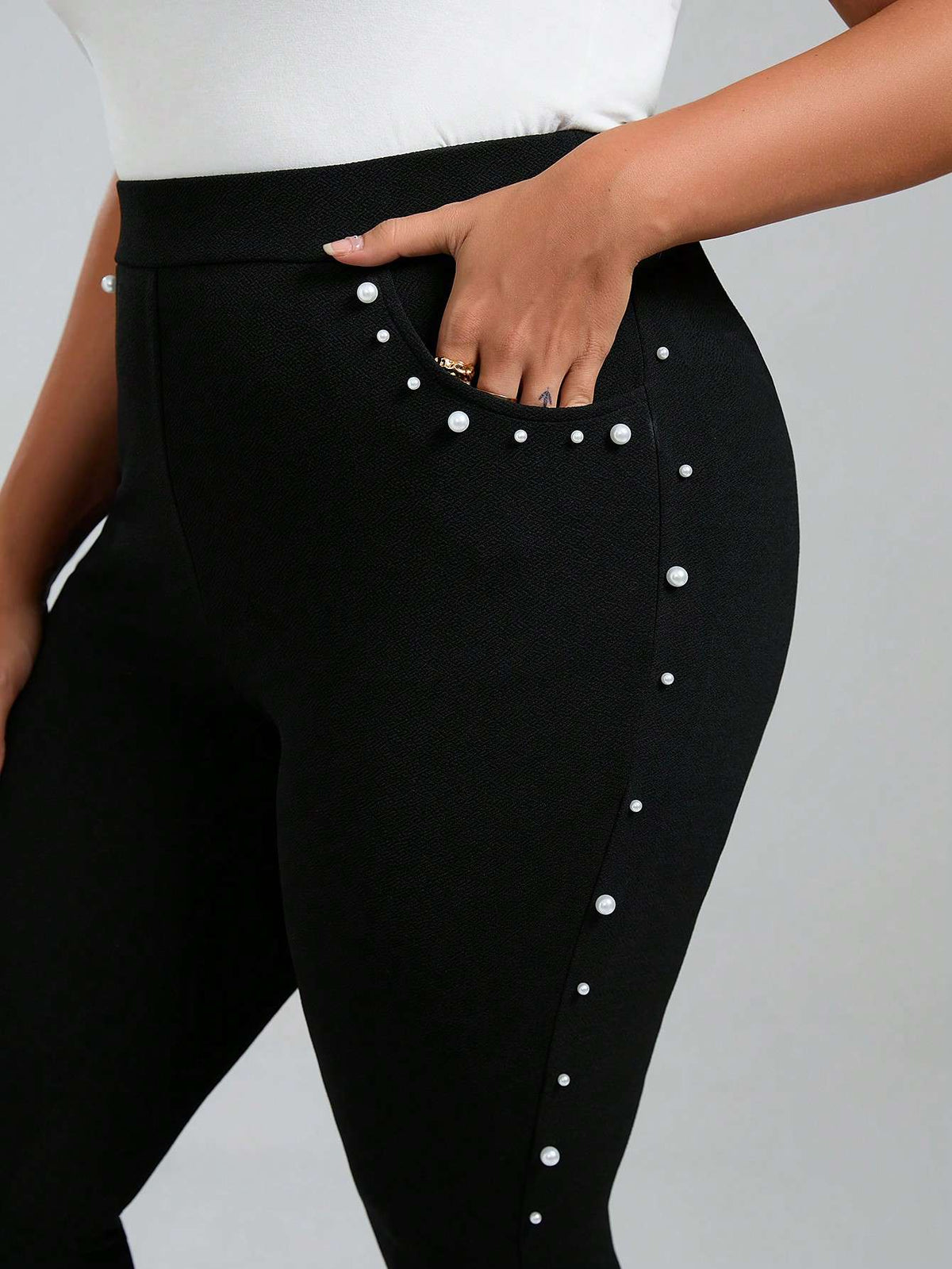 Calça Legging Feminina Pérolas Cintura Alta Preto – Doce Malícia