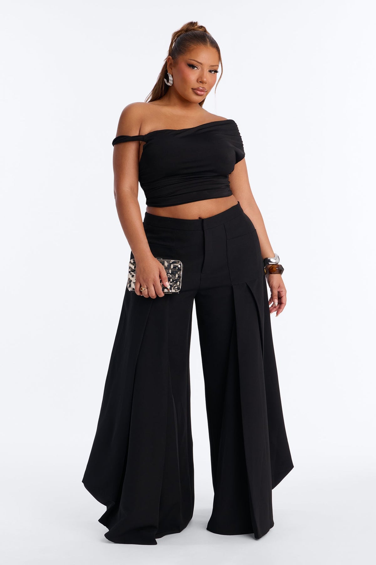 Calça Feminina Plissado Preto – Doce Malícia