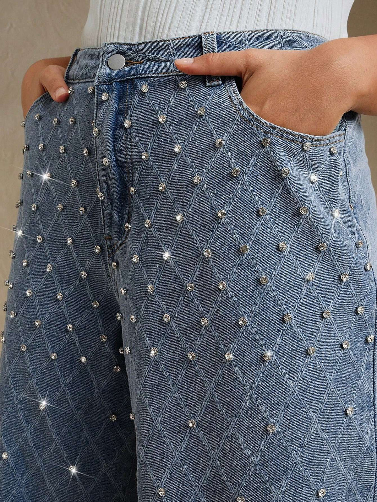 Calça Jeans Feminina Plus Size Strass Azul – Doce Malícia
