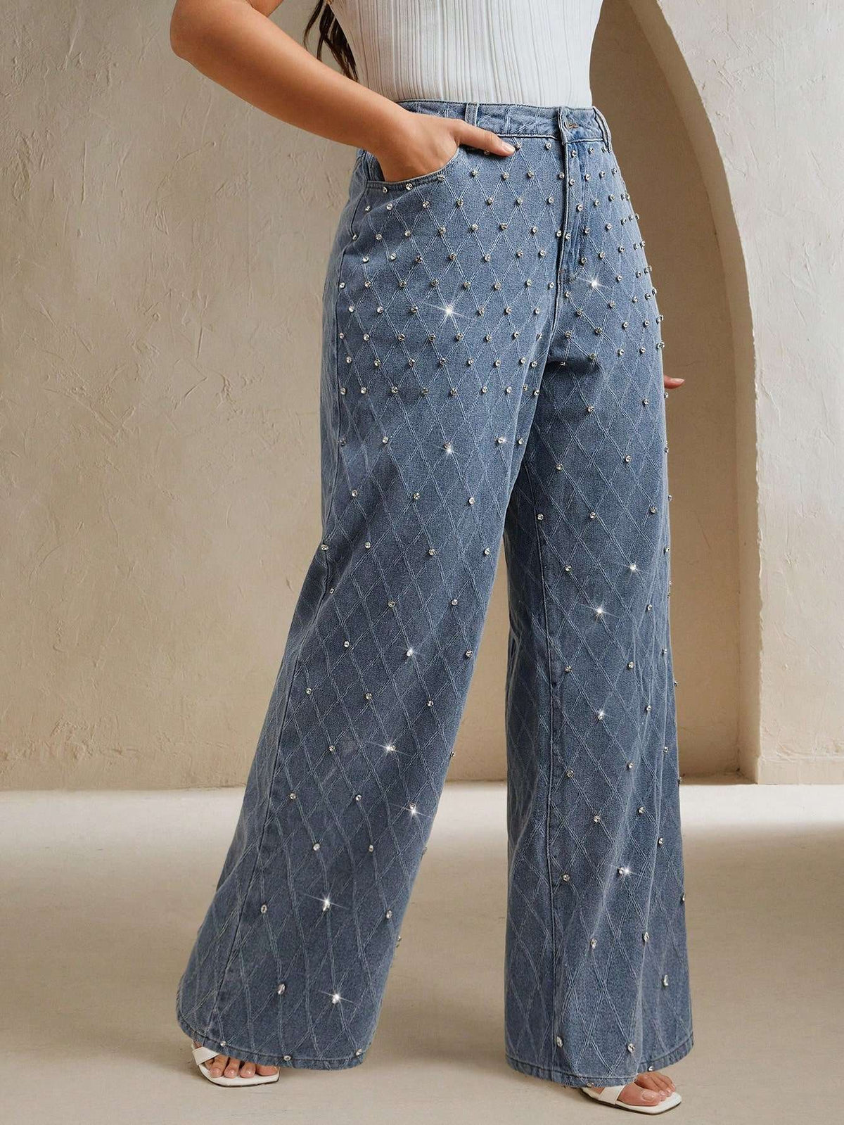 Calça Jeans Feminina Plus Size Strass Azul – Doce Malícia
