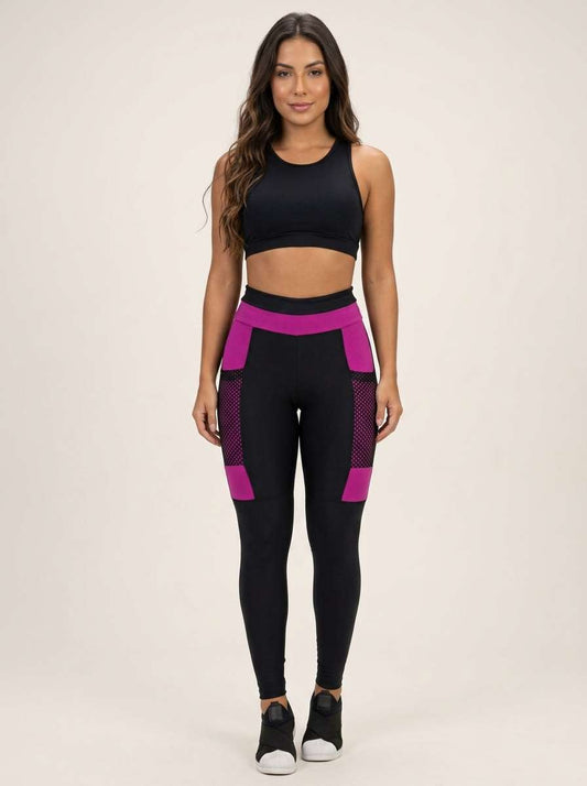 Calça Legging Fitness Feminina com Bolso Lateral Cintura Alta
