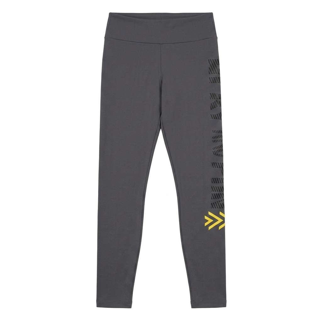 Calça Legging Fitness Feminina Cintura Alta Cinza Estampa Lateral