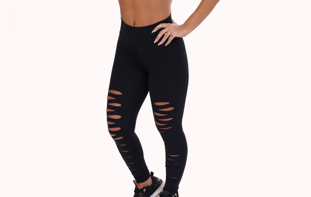 Calça legging preta com recorte – Doce Malícia