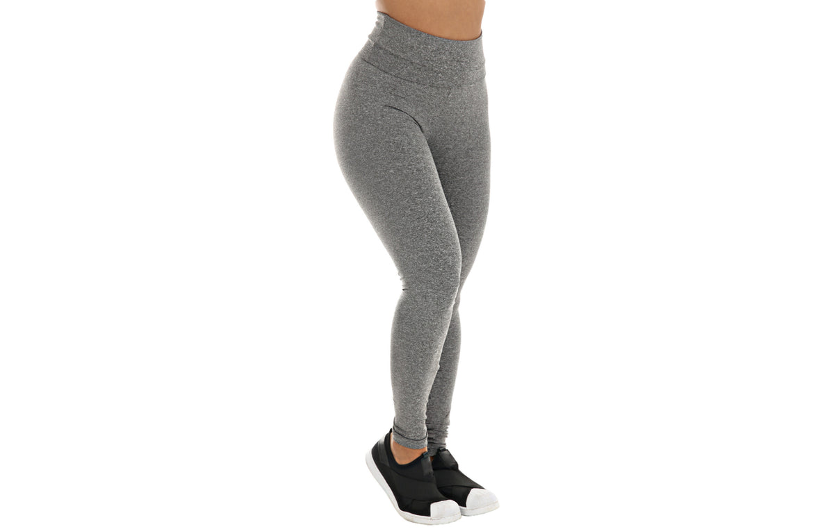 Calça legging mesclada com cós alto em cinza – Doce Malícia