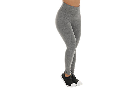 Calça legging mesclada com cós alto em cinza – Doce Malícia