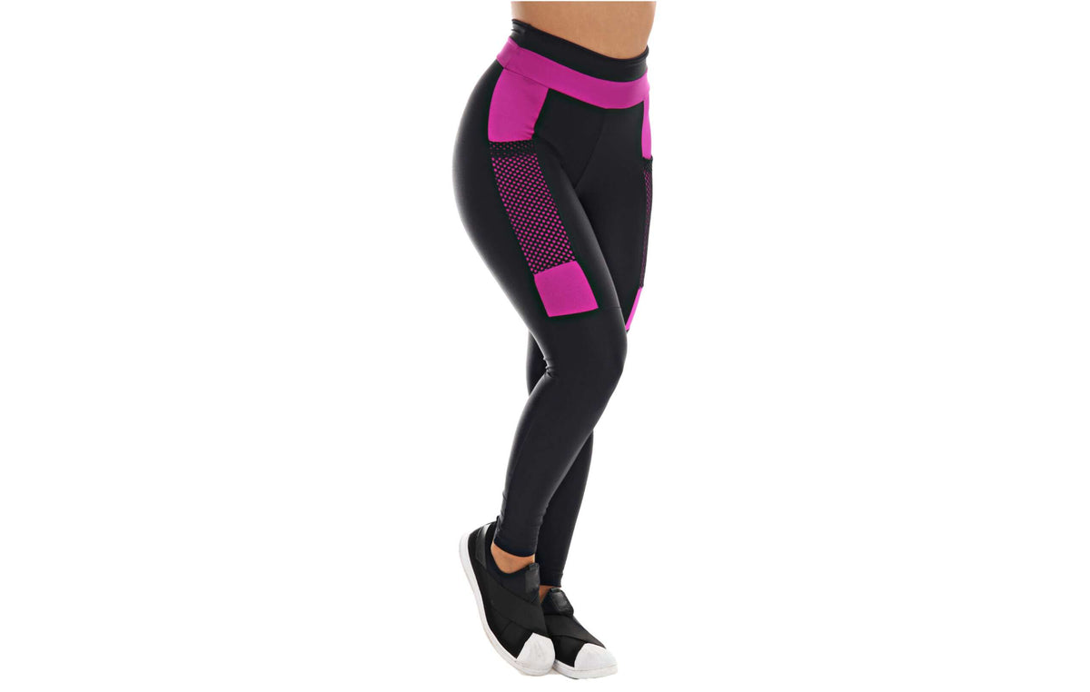 Calça legging com bolso roxo em Preto – Doce Malícia