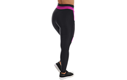 Calça legging com bolso roxo em Preto – Doce Malícia