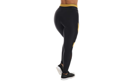 Calça legging com detalhe em dourado em Preto – Doce Malícia